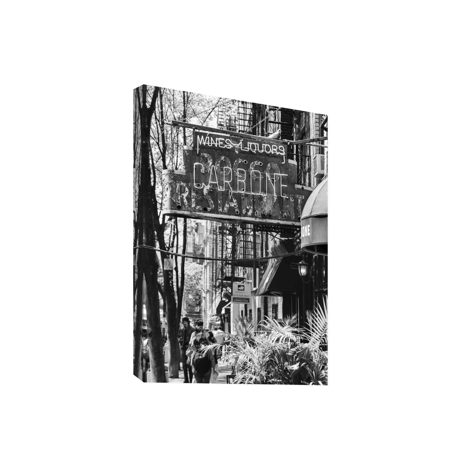 Paparazzi To Pasta New York NYC Black & White wall art Giant stretched canvas print