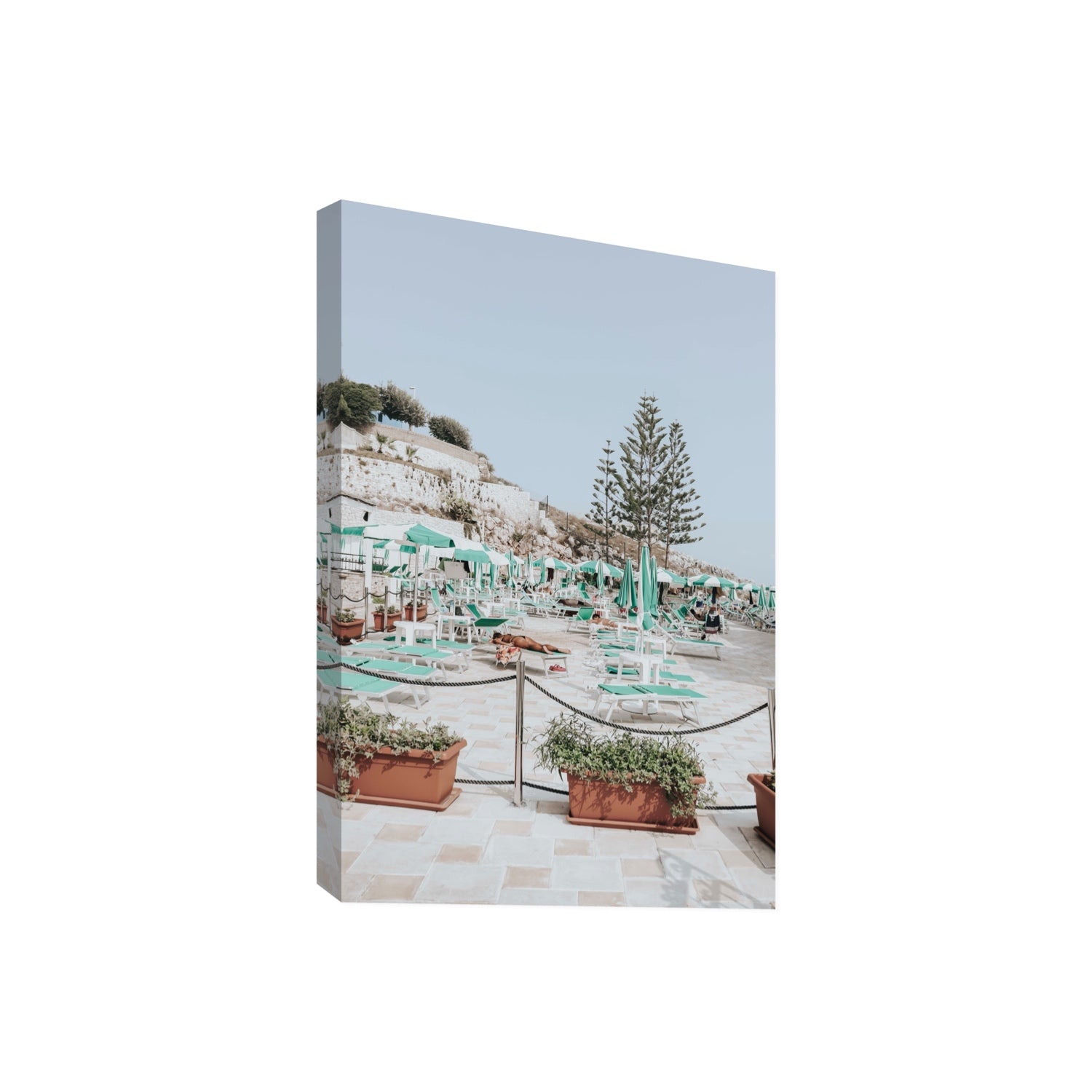Siesta on The Terrace Puglia coastal wall art Giant stretched canvas print