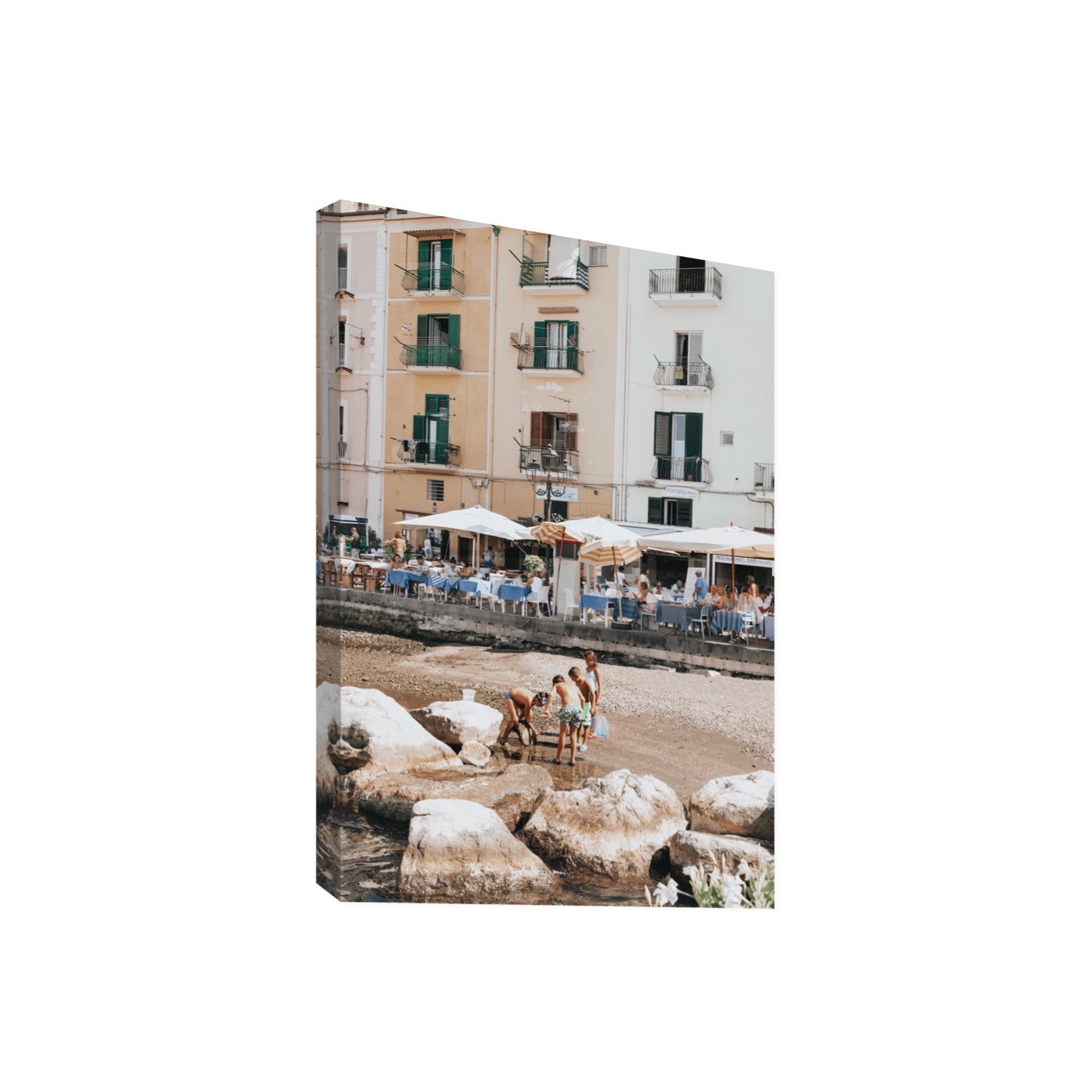 Sunny Playtime Sorrento coastal wall art Giant stretched canvas print
