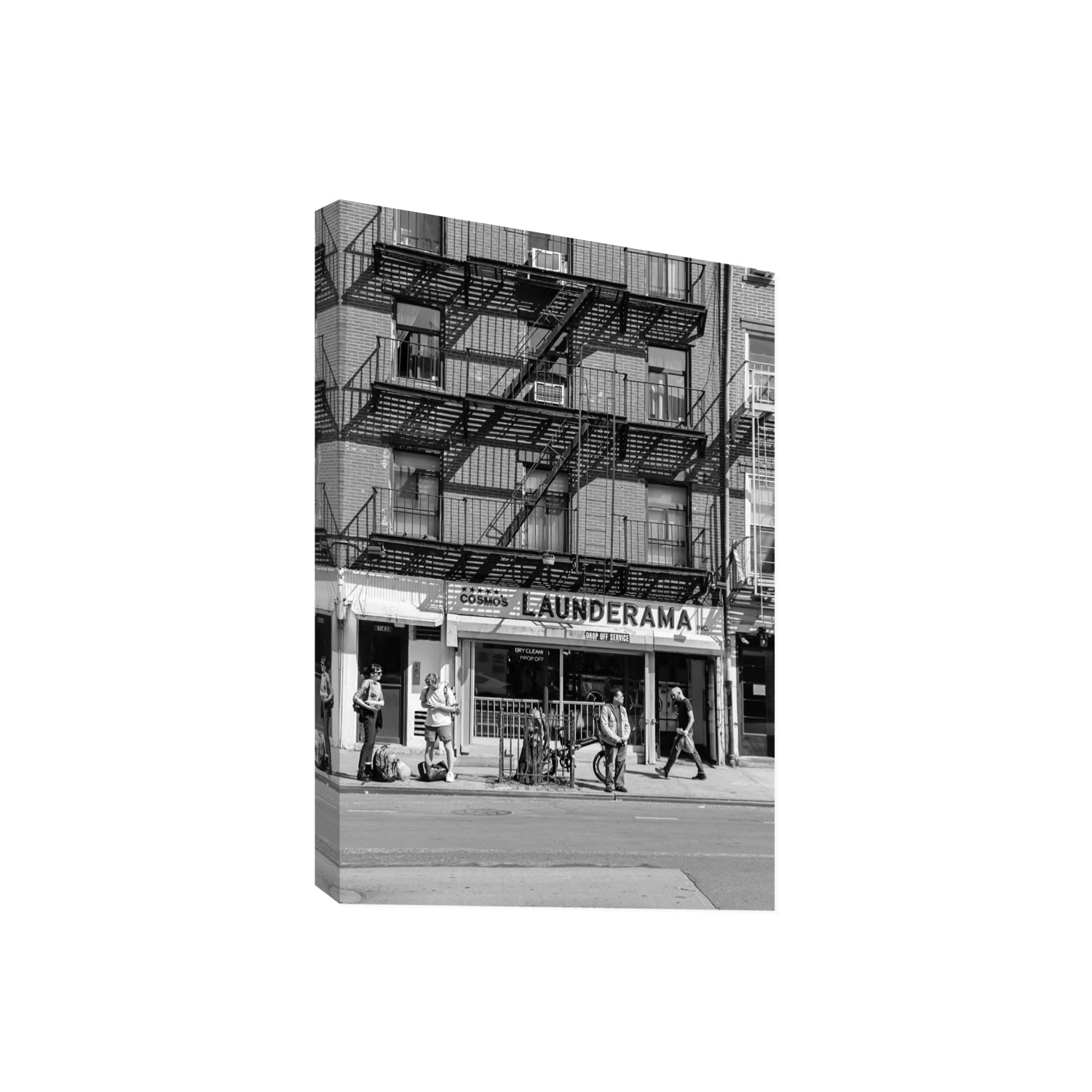 Bus Stop New York NYC Black & White wall art Giant stretched canvas print