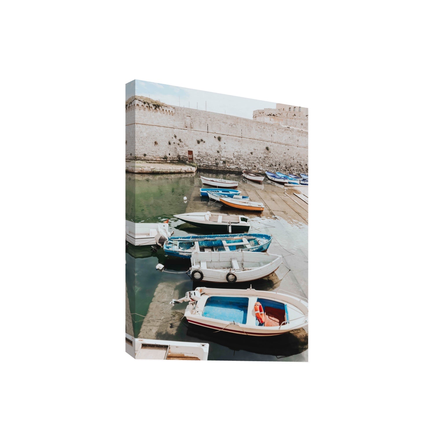 Harbour Palette Puglia coastal photography wall art Giant stretched canvas print