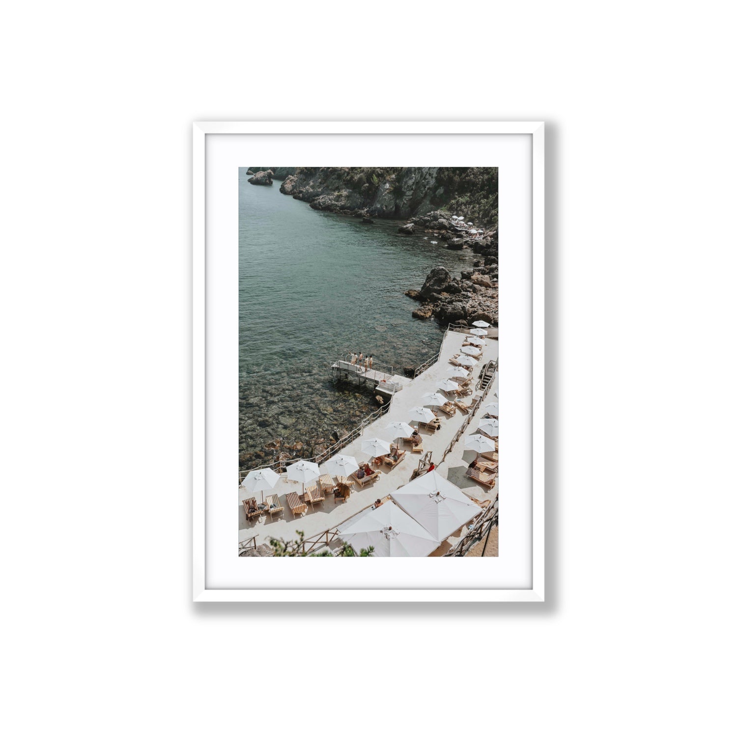 Pier Perspectives Tuscany coastal Italian wall art Large fine art print in white frame with matboard