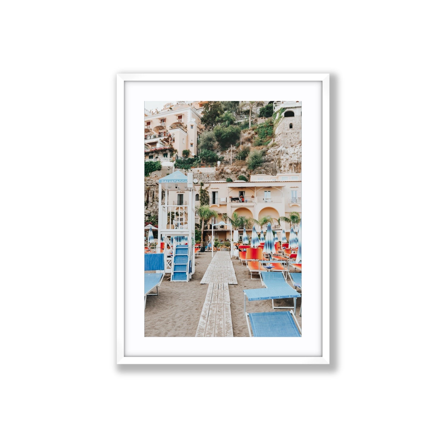 Torre Di Salvataggio fine art print, Positano, Italy, Large, White Frame · Matboard, Fine Art Print