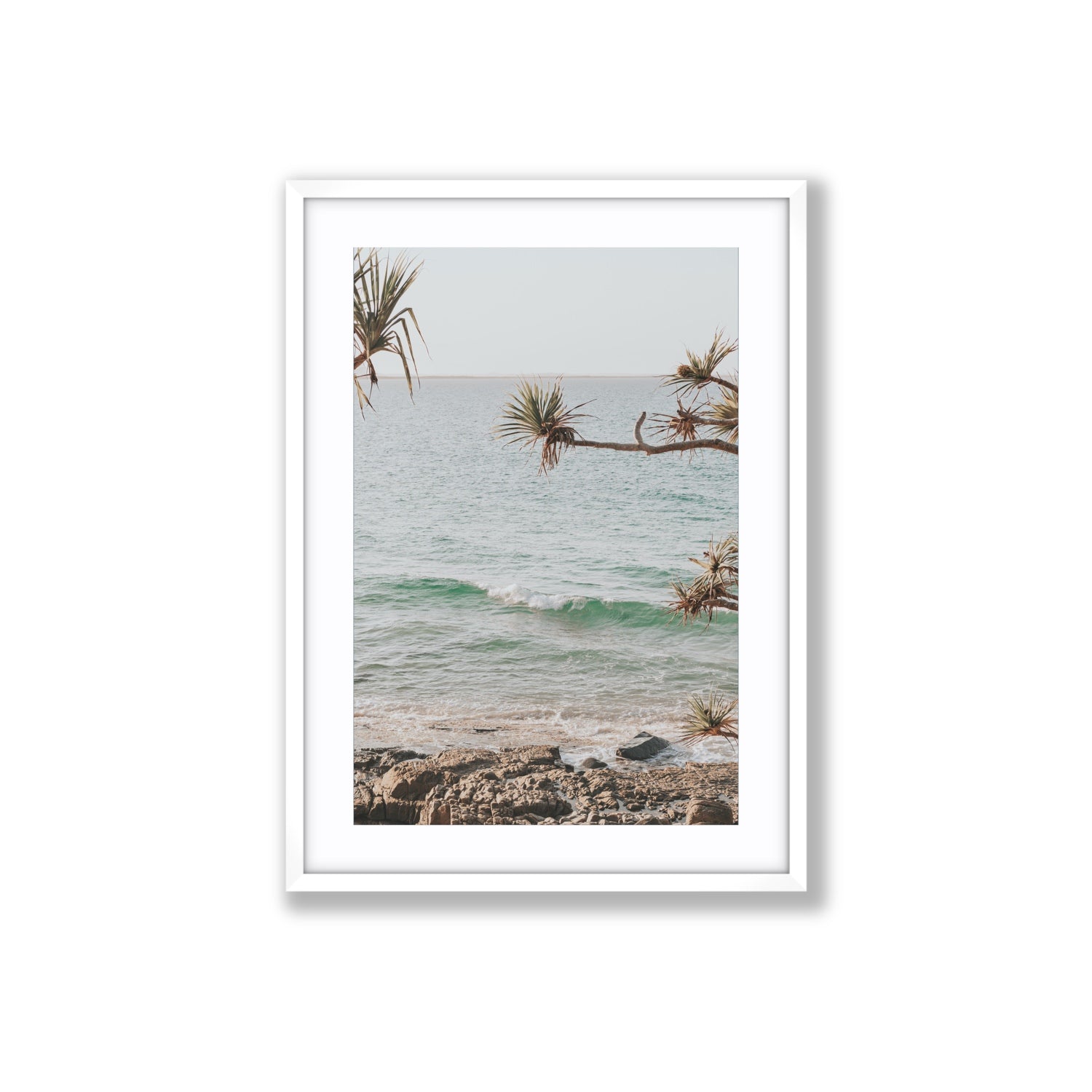 Good Vibrations fine art print, Noosa, Australia, coastal scenes artwork, Large, White Frame · Matboard, Fine Art Print