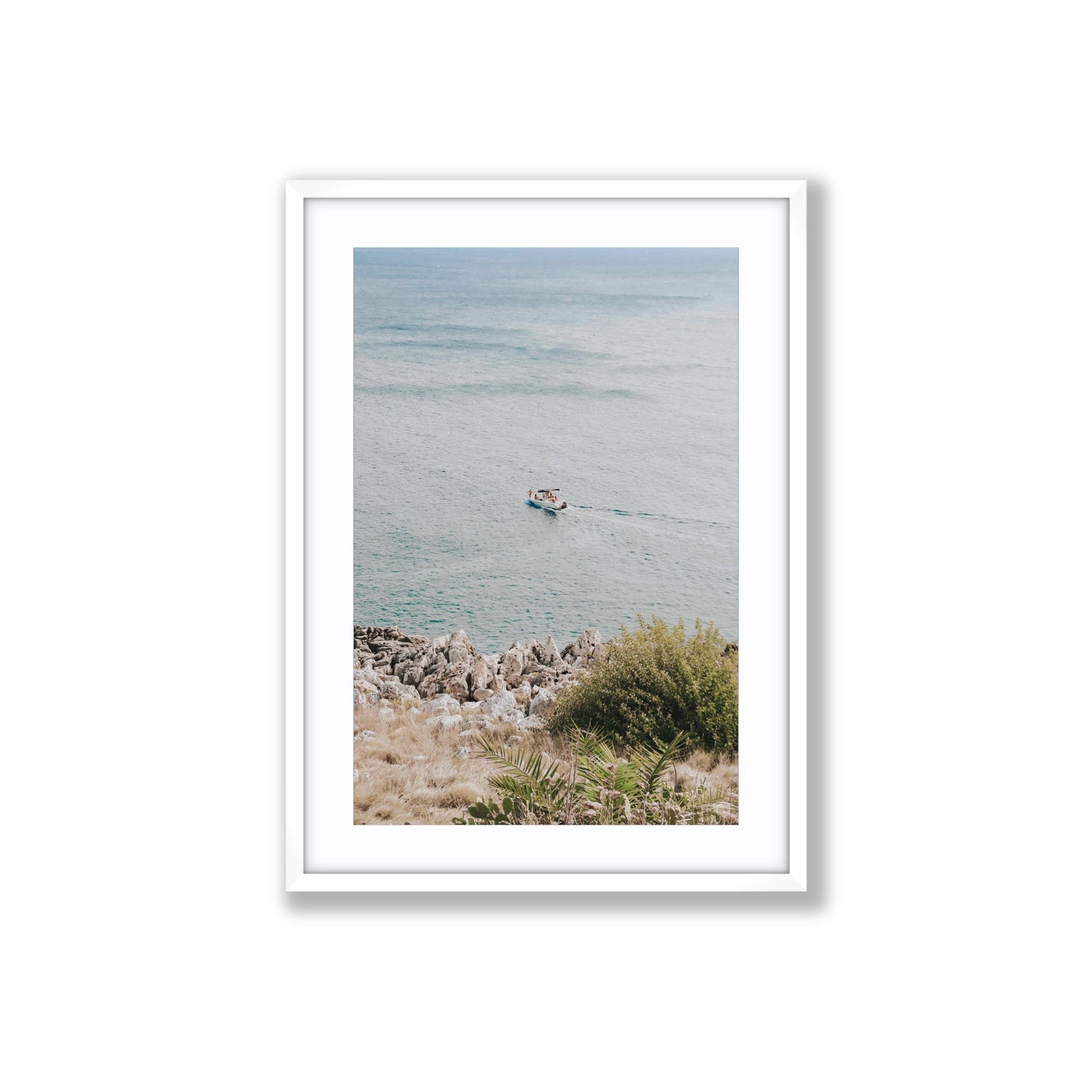 Puglian Departure Puglia coastal Italian wall art Large fine art print in white frame with matboard