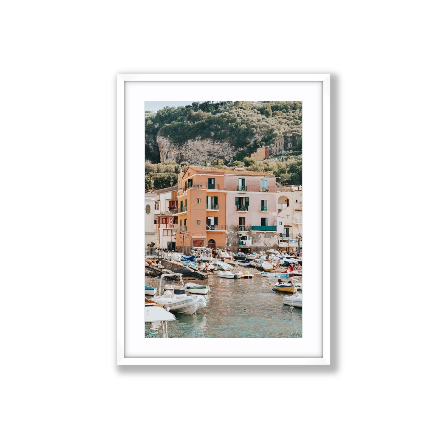 Boatyard Bliss fine art print, Sorrento, Italy, Large, White Frame · Matboard, Fine Art Print