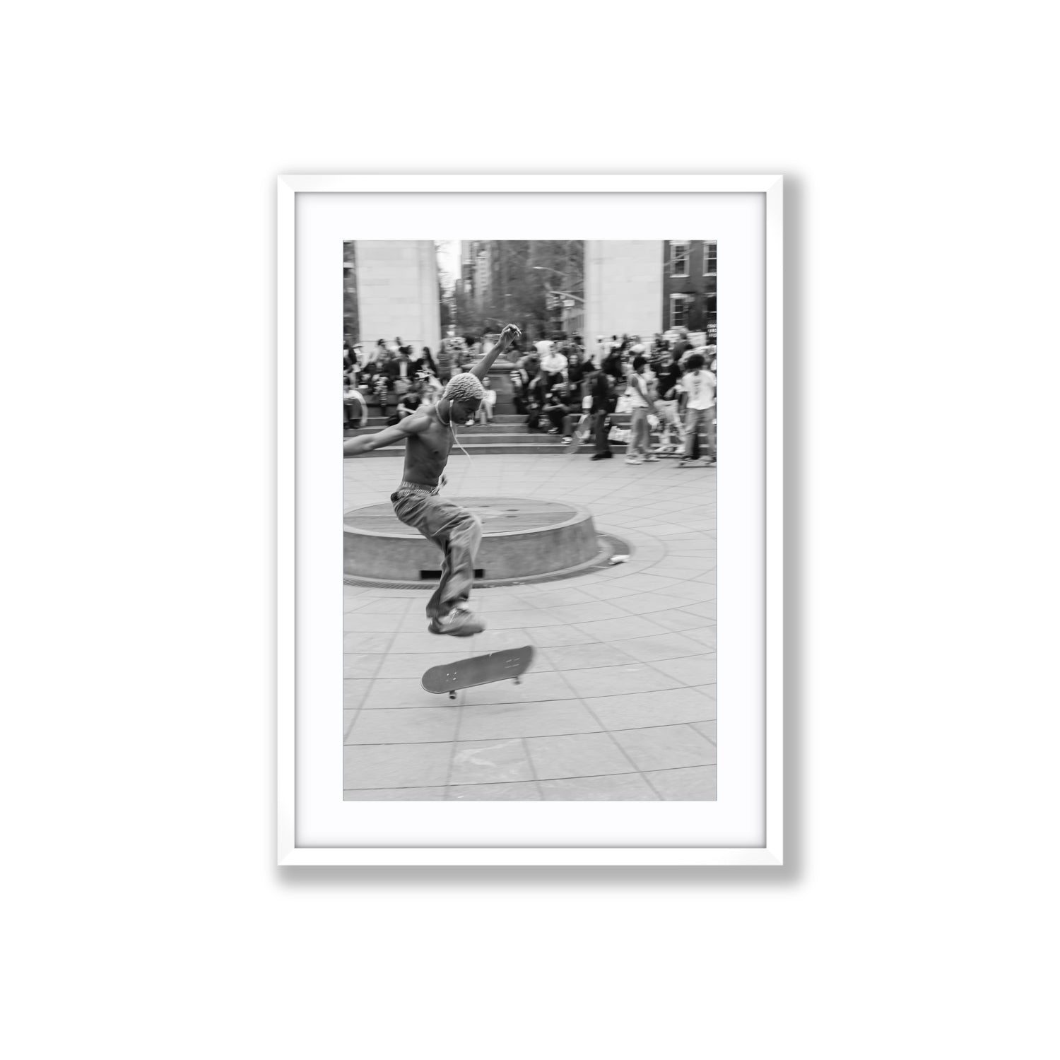 Airborne Rhythms New York NYC Black & White wall art Large fine art print in white frame with matboard