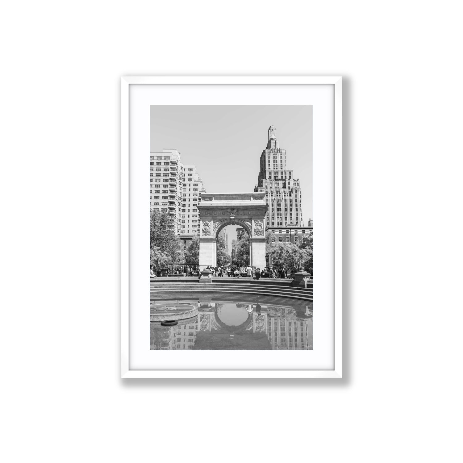 Washington Skyline New York NYC Black & White wall art Large fine art print in white frame with matboard