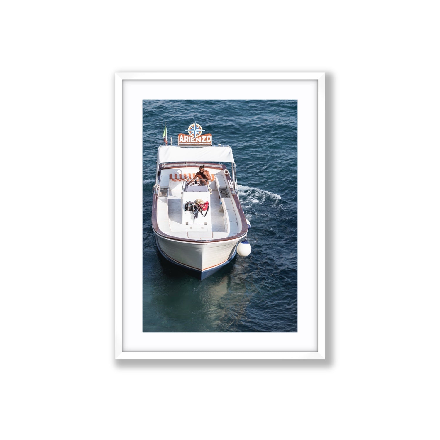 Pilota di Motoscafo fine art print, Positano, Italy, Large, White Frame · Matboard, Fine Art Print