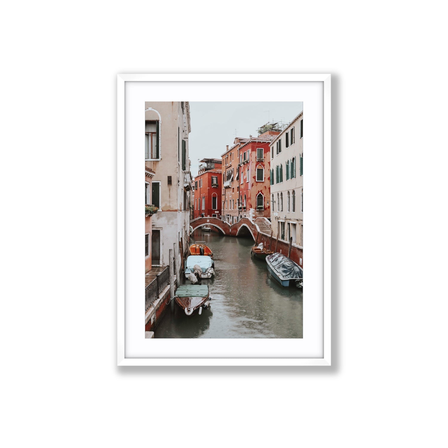City of Water Venice Italian Mediterranean decor wall art Large fine art print in white frame with matboard
