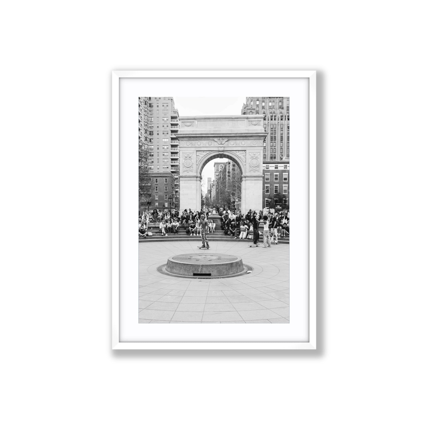 Concrete Conqueror New York NYC Skateboard wall art Large fine art print in white frame with matboard