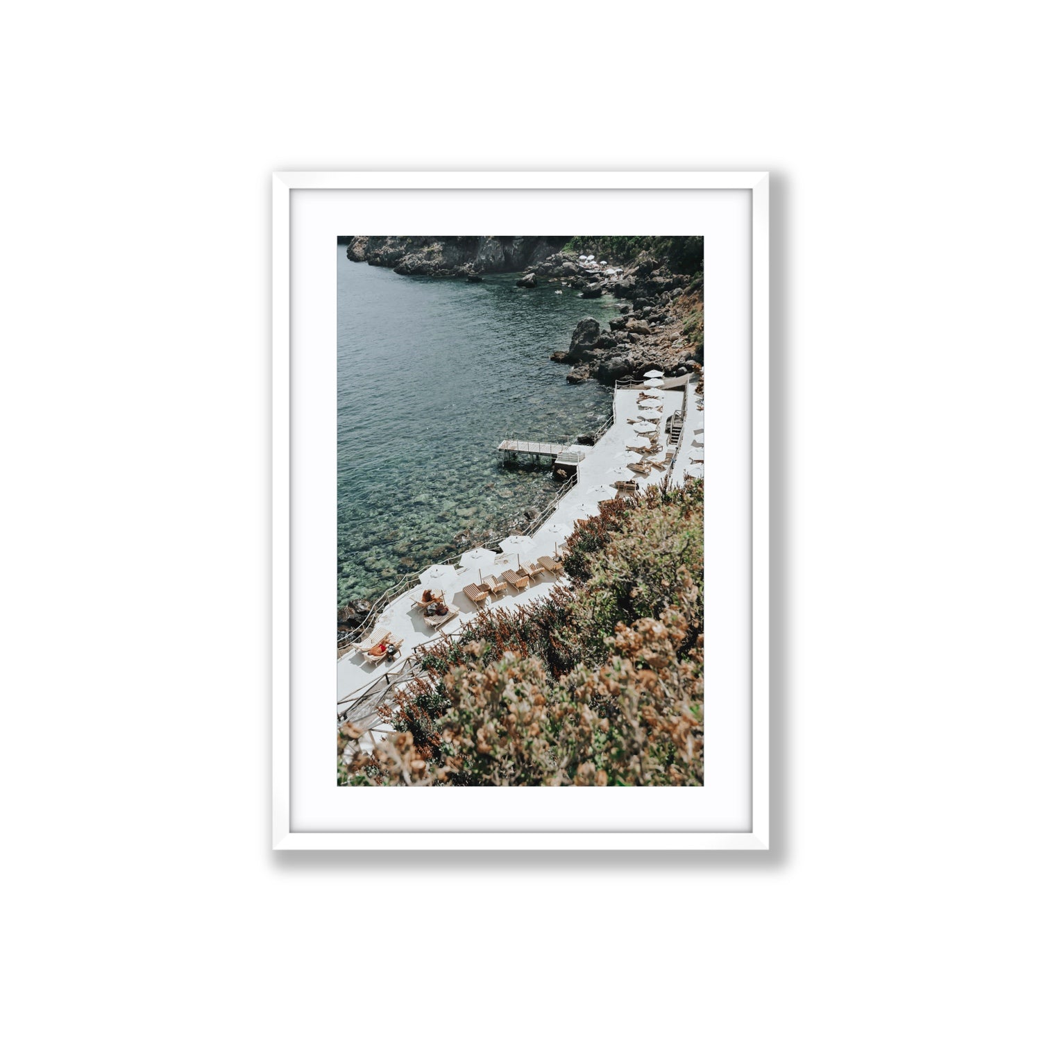 Go Beyond The Postcard Tuscany coastal wall art Large fine art print in white frame with matboard