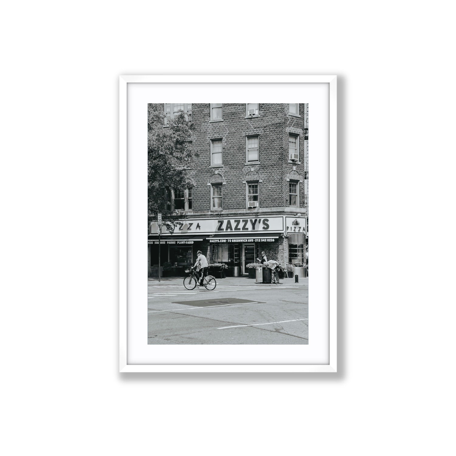 Zazzy's New York NYC Black & White wall art Large fine art print in white frame with matboard