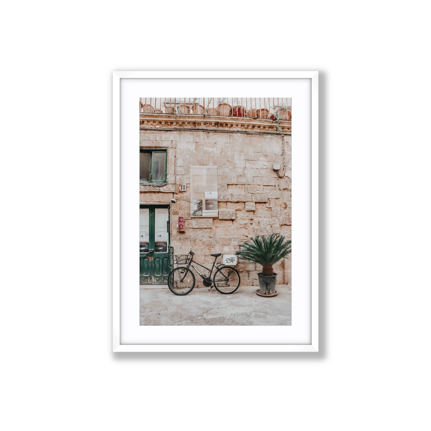 Salento Streets Puglia Lecce Italian wall art Large fine art print in white frame with matboard
