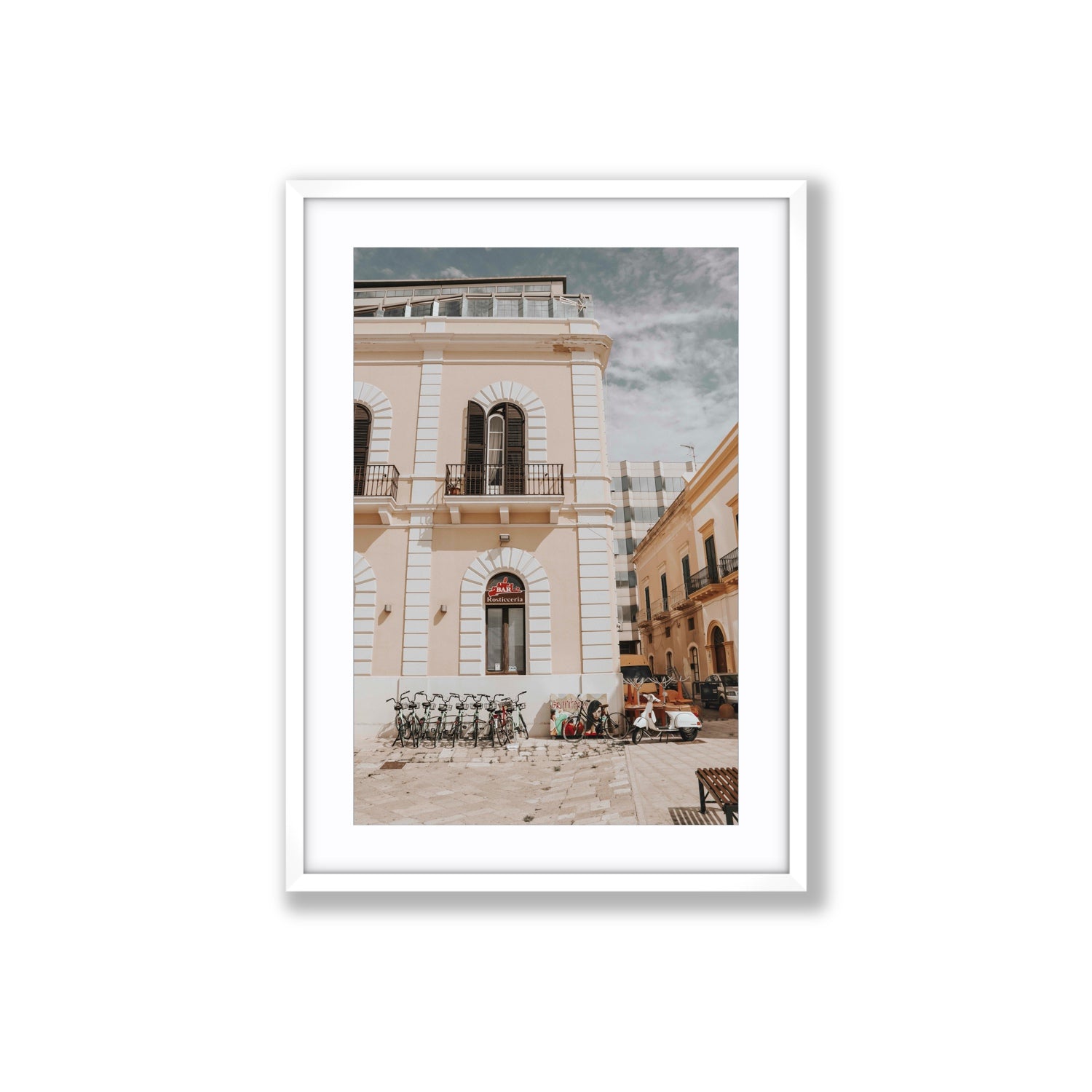 Rosticceria Puglia Italian wall art Large fine art print in white frame with matboard