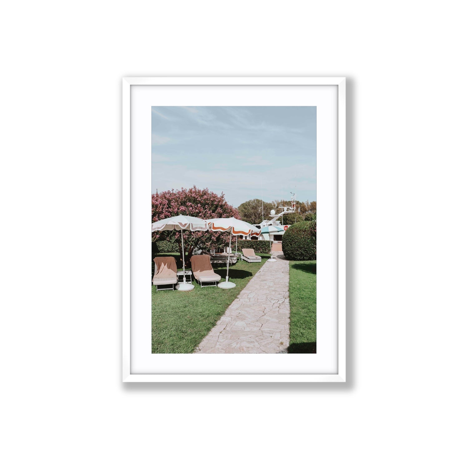 A Bellini Awaits Venice Italian wall art Large fine art print in white frame with matboard