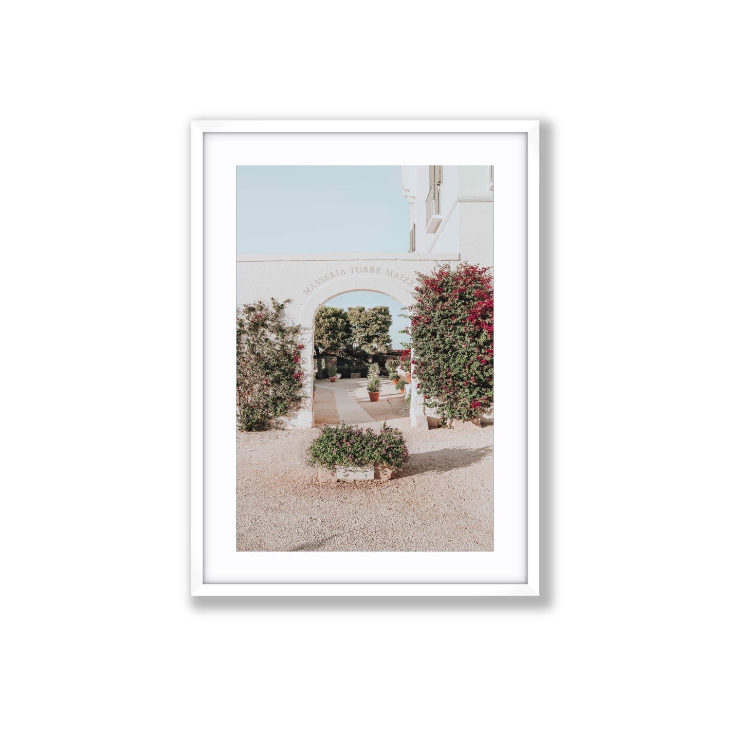 Torre Maizza Puglia Italian wall art Large fine art print in white frame with matboard