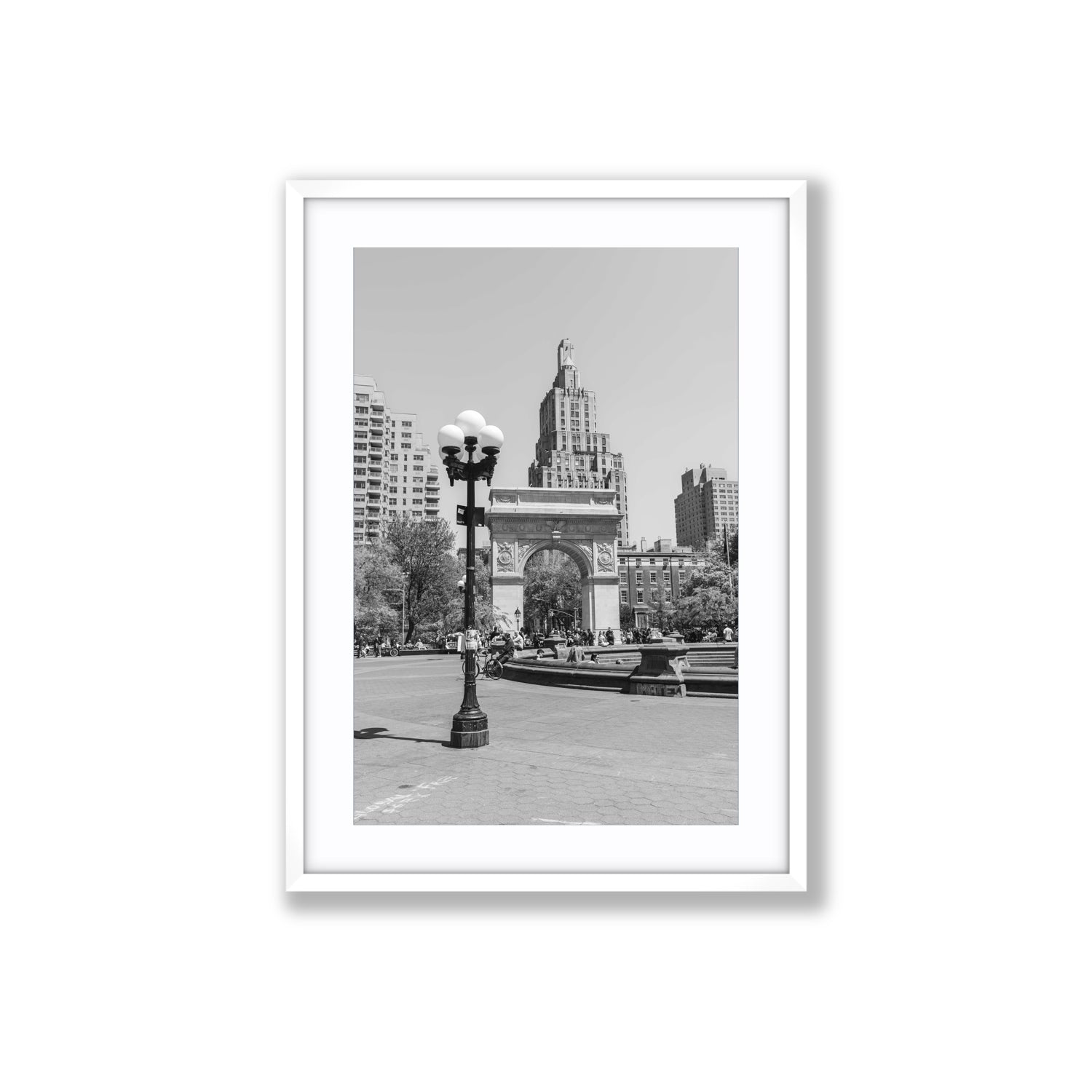 Pole Position New York NYC Black & White wall art Large fine art print in white frame with matboard