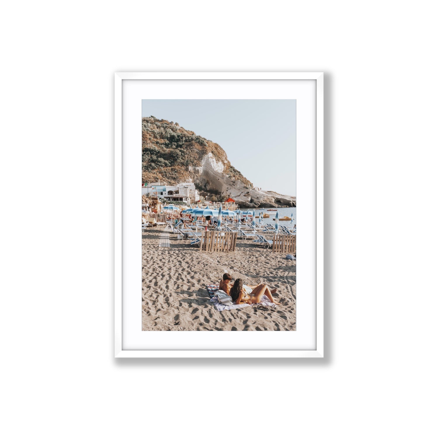 Beach Buddies fine art print, Ischia, Italy, Large, White Frame · Matboard, Fine Art Print