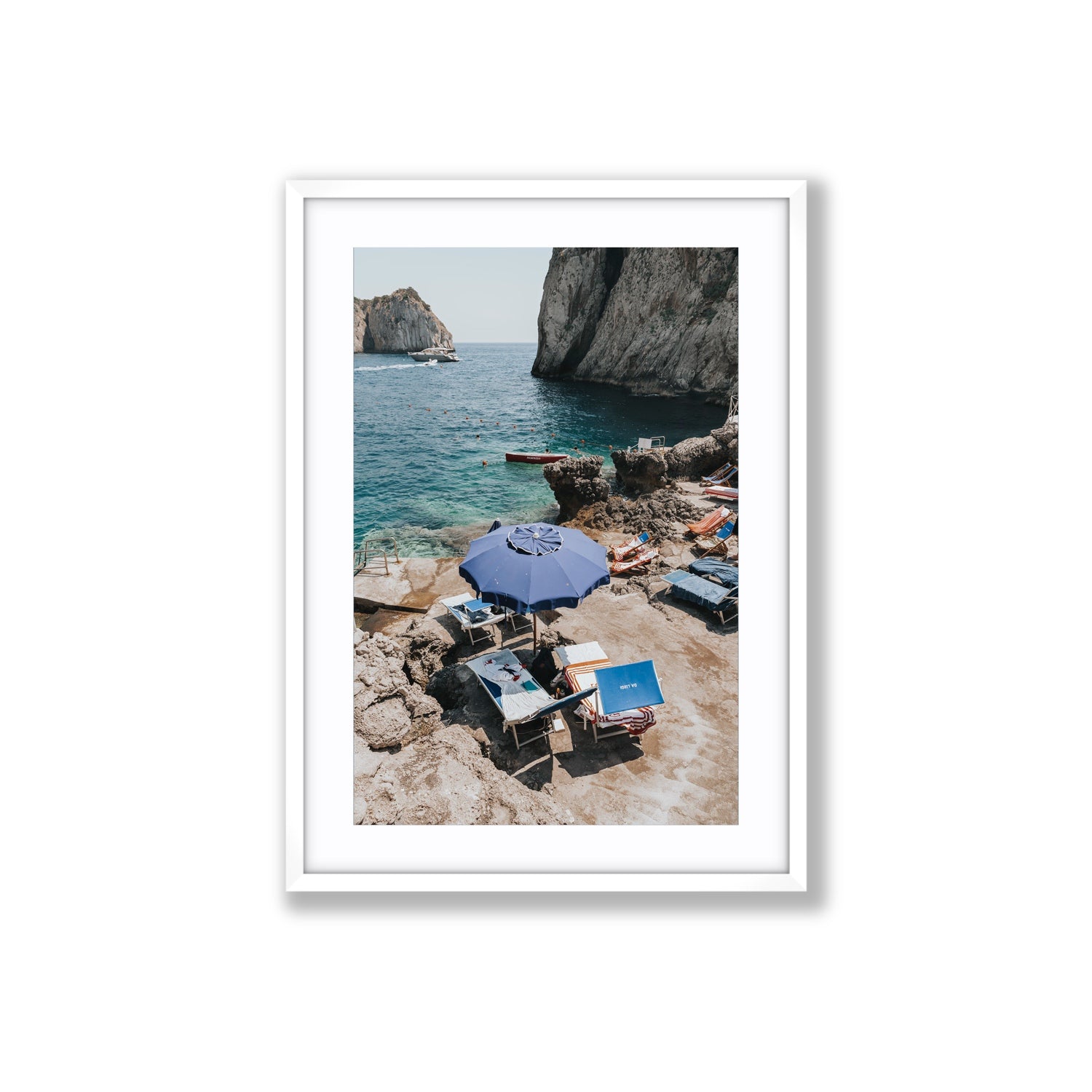 Lonely Loungers fine art print, Capri, Italy, Large, White Frame · Matboard, Fine Art Print