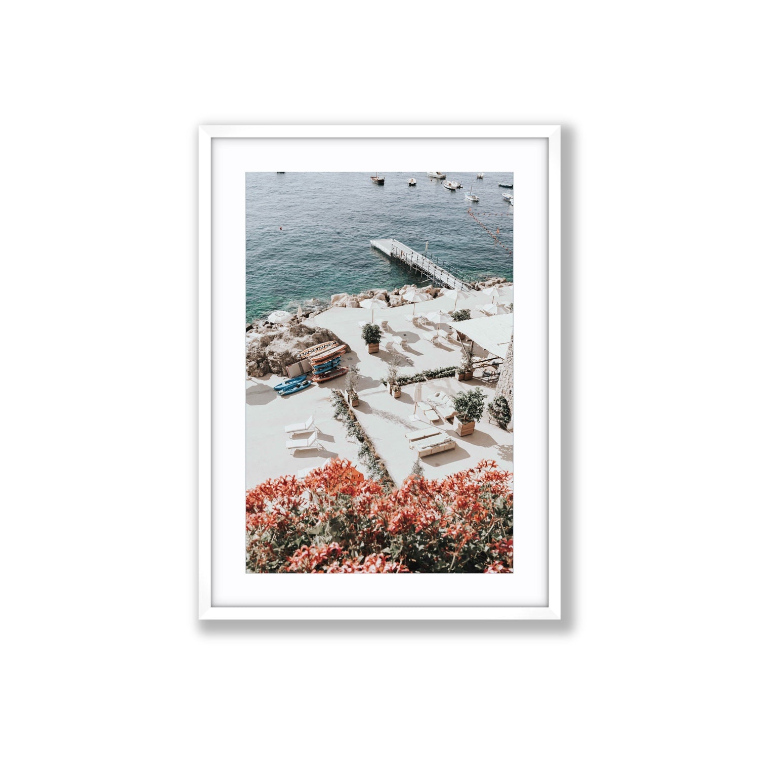 A Work of Art Amalfi coastal wall art Large fine art print in white frame with matboard