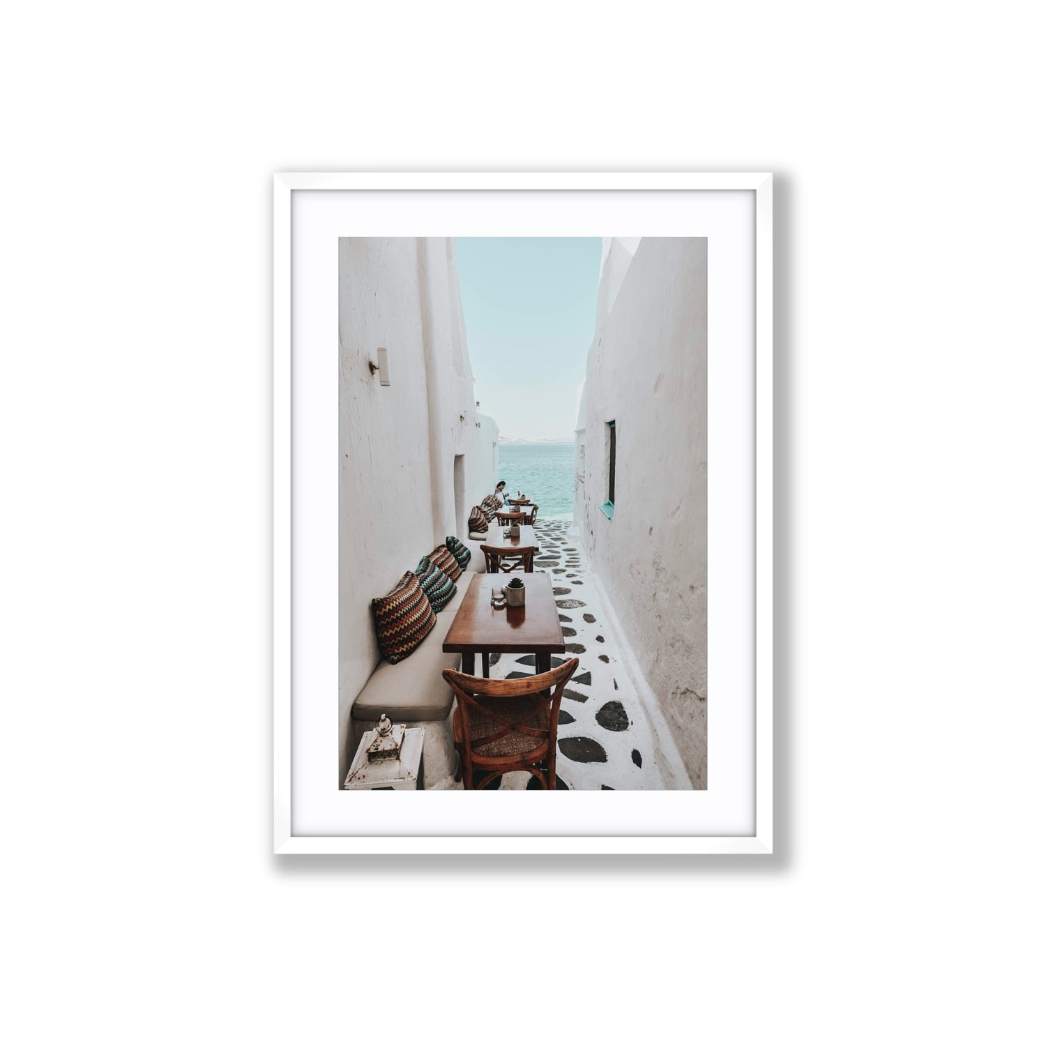 Trip Down Memory Lane fine art print, Mykonos, Greece, Large, White Frame · Matboard, Fine Art Print