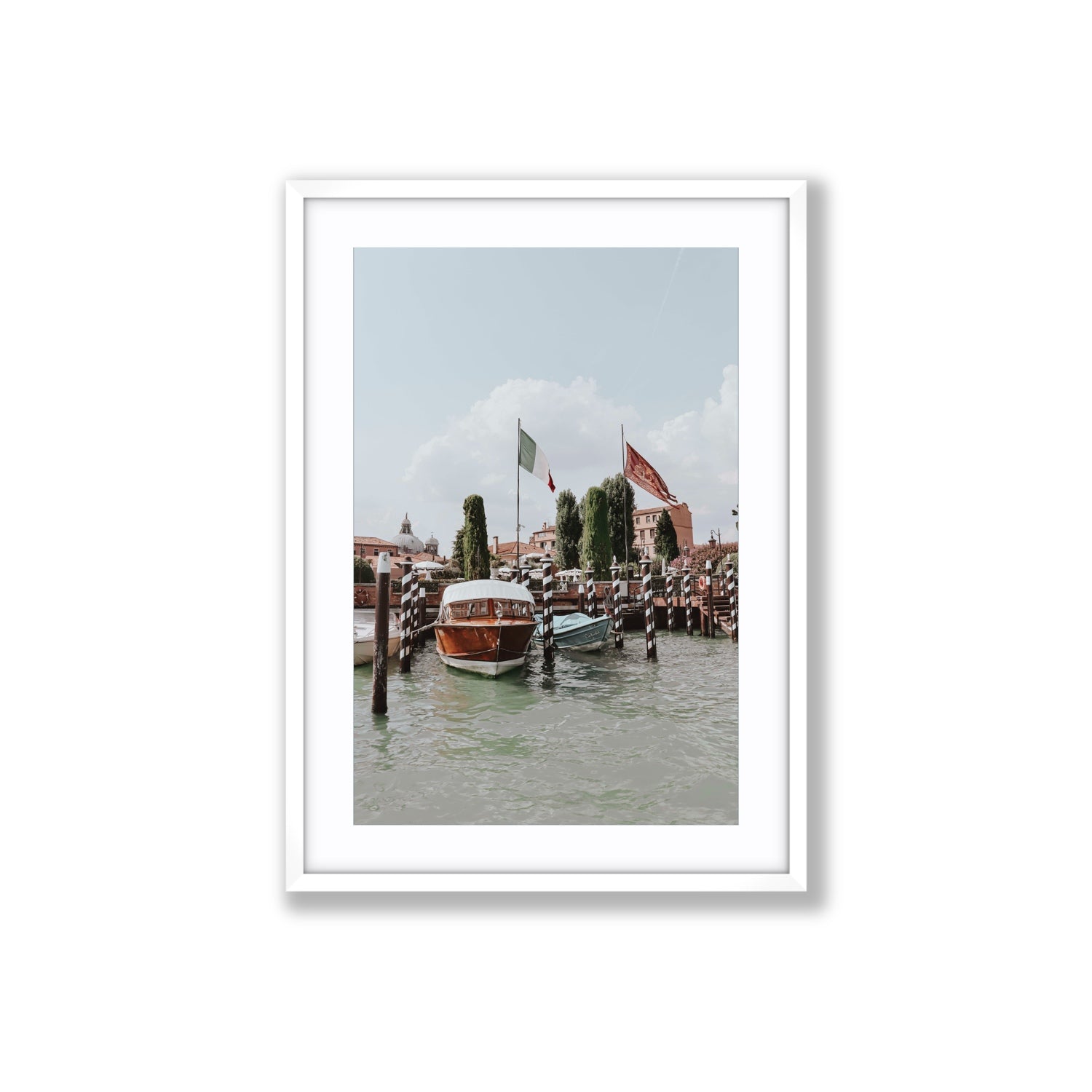 Cipriani Venice wall art Large fine art print in white frame with matboard