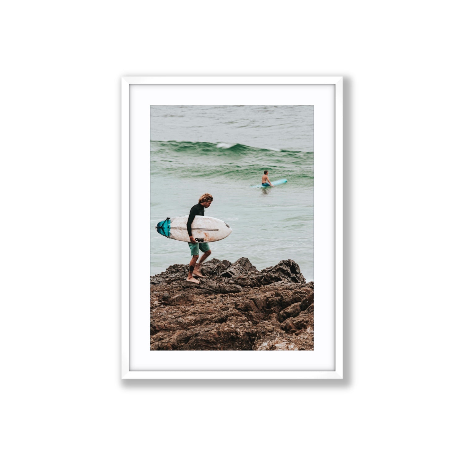Not All Who Wander Are Lost Byron Bay Surf wall art Large fine art print in white frame with matboard