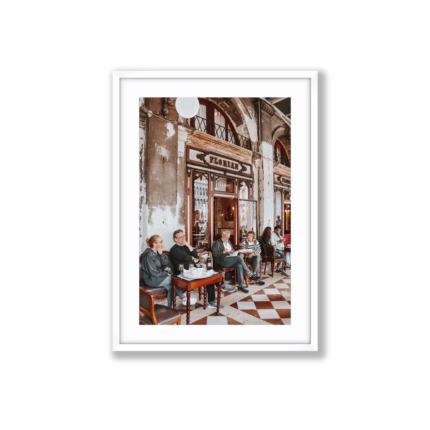 Tea Room Venice Italian wall art Large fine art print in white frame with matboard