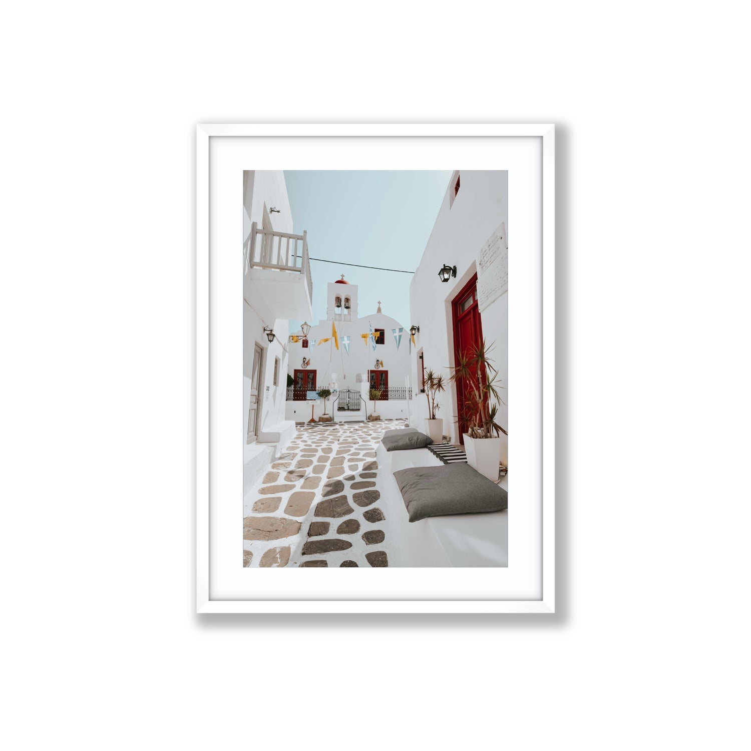 Cycladic Charm fine art print, Mykonos, Greece, Large, White Frame · Matboard, Fine Art Print