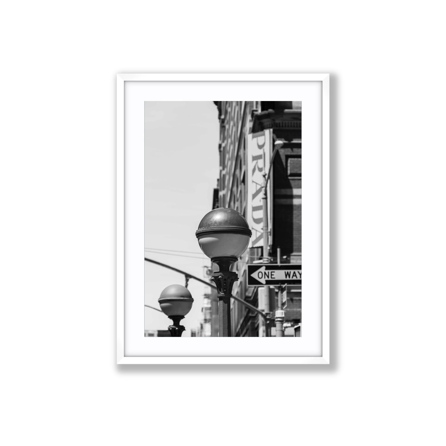 Subway Style New York NYC Black & White wall art Large fine art print in white frame with matboard