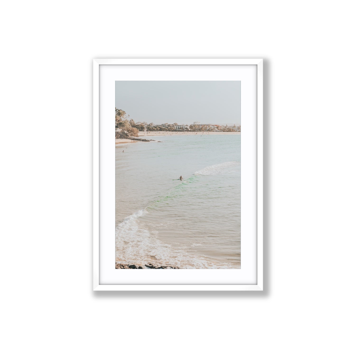 Salt Reverie fine art print, Noosa, Australia, coastal scenes artwork, Large, White Frame · Matboard, Fine Art Print