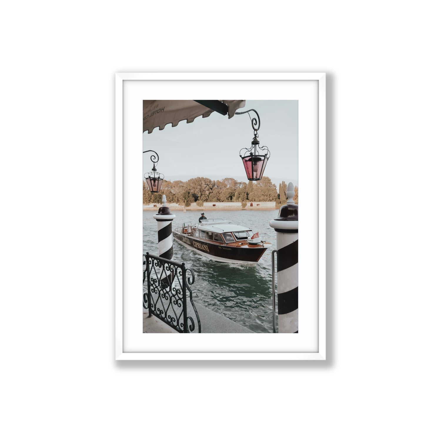 Taxi Shuttle Venice wall art Large fine art print in white frame with matboard