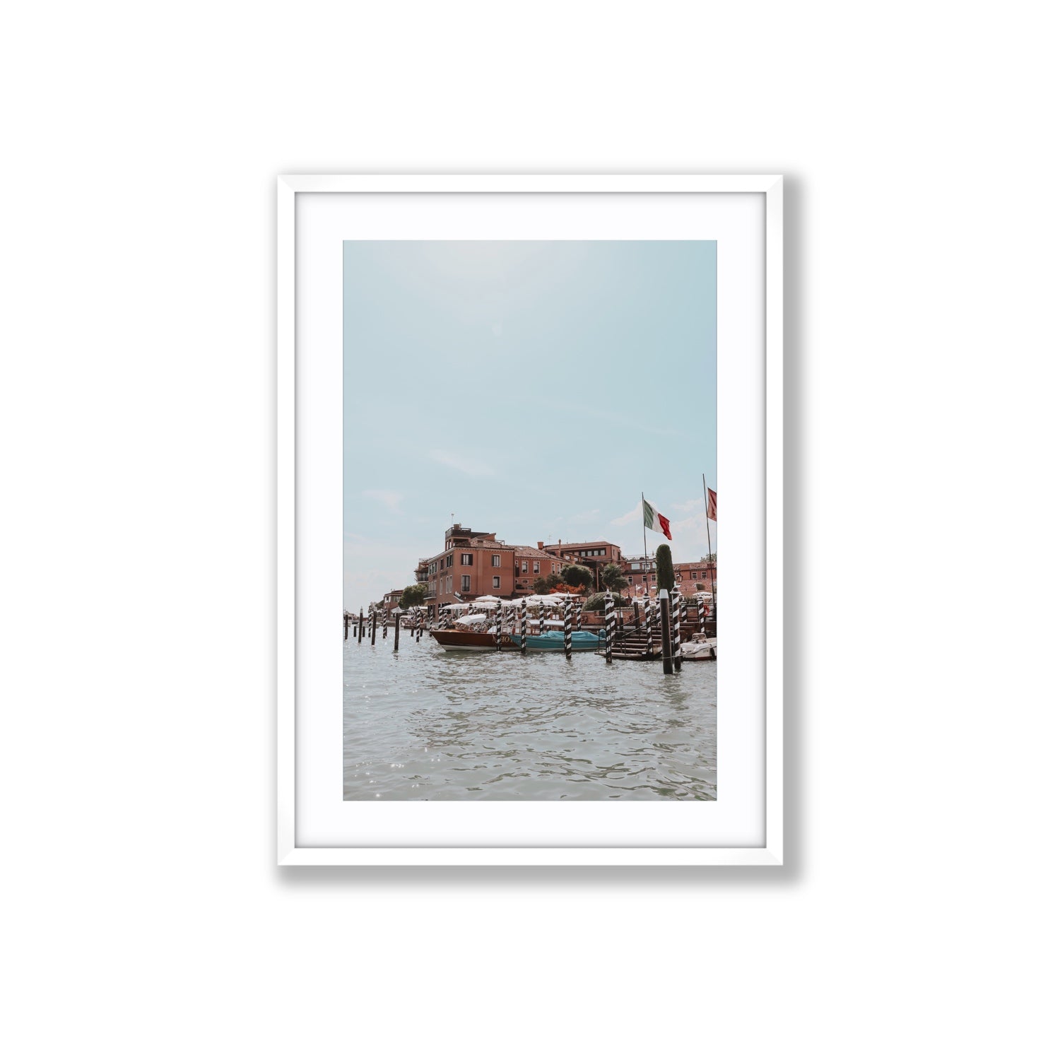 Giudecca Island Venice wall art Large fine art print in white frame with matboard