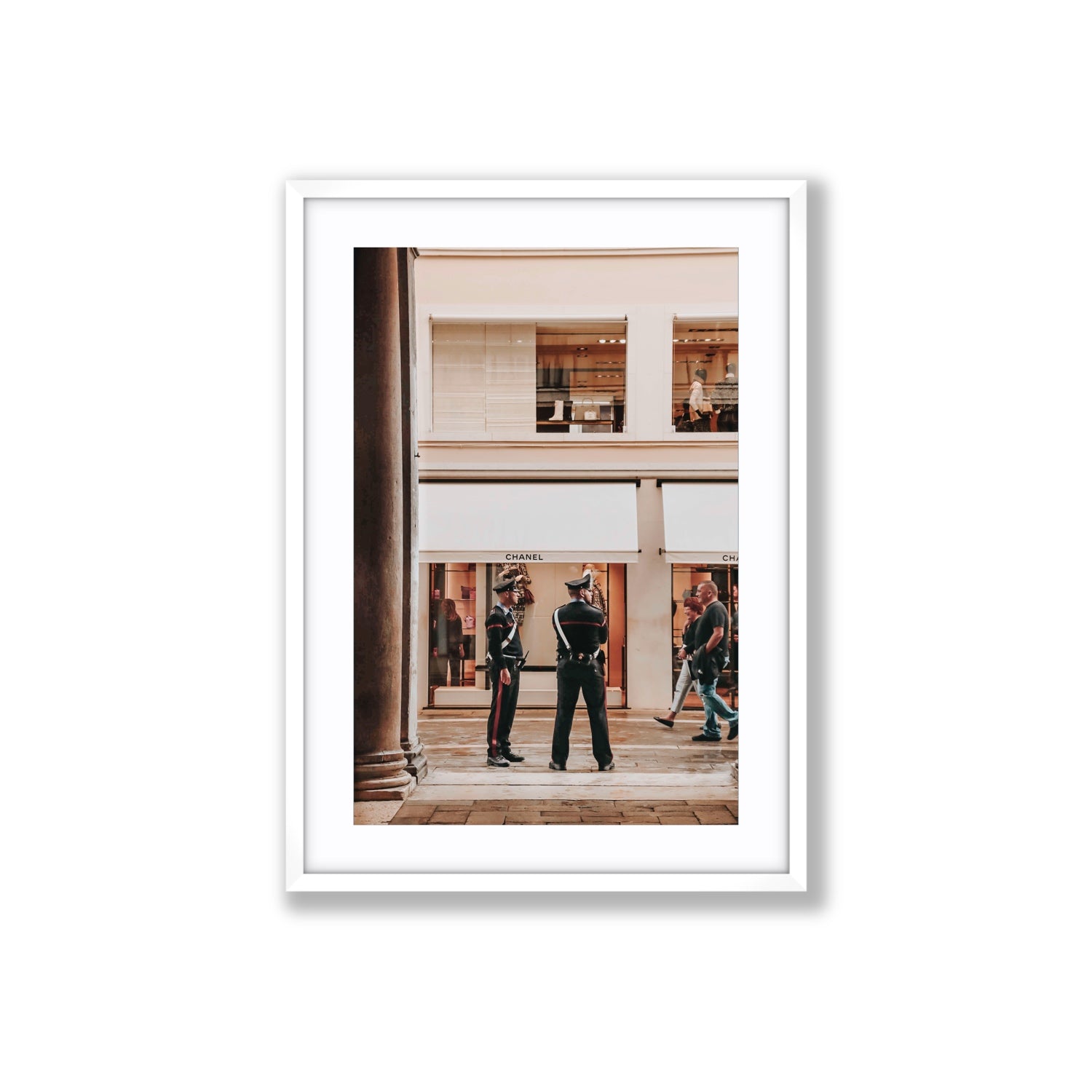 Style Police Venice Italian wall art Large fine art print in white frame with matboard