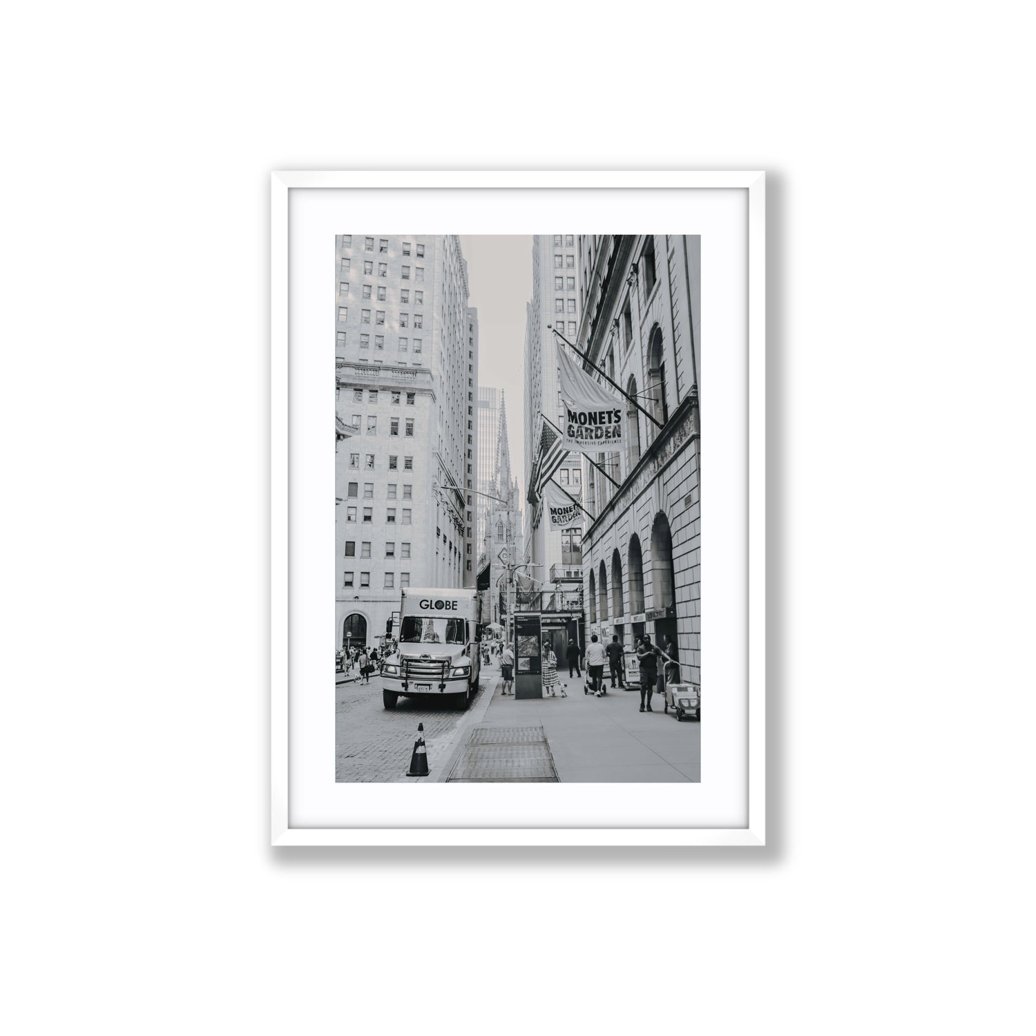 Metropolitan Monotone New York NYC Black & White wall art Large fine art print in white frame with matboard