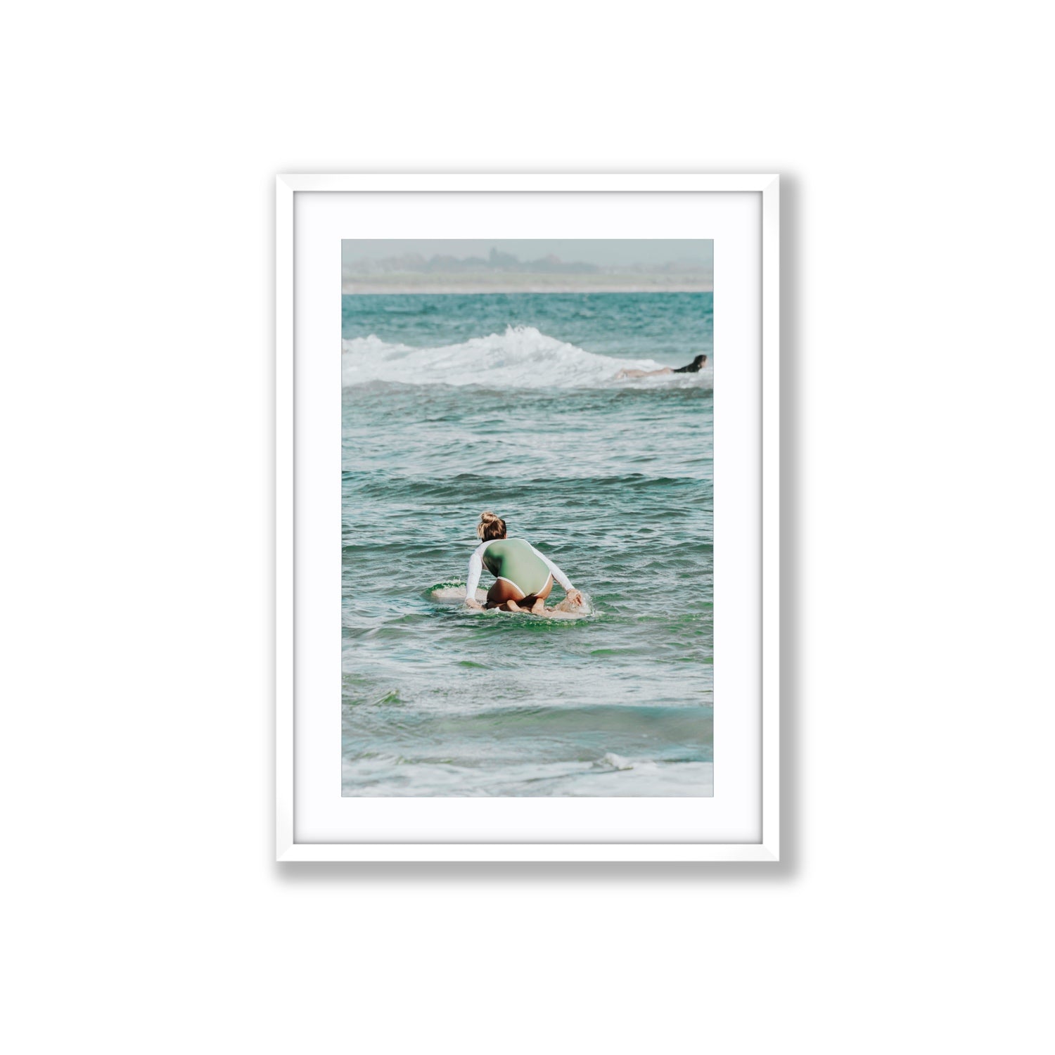 Quincy Byron Bay Surf coastal wall art Large fine art print in white frame with matboard