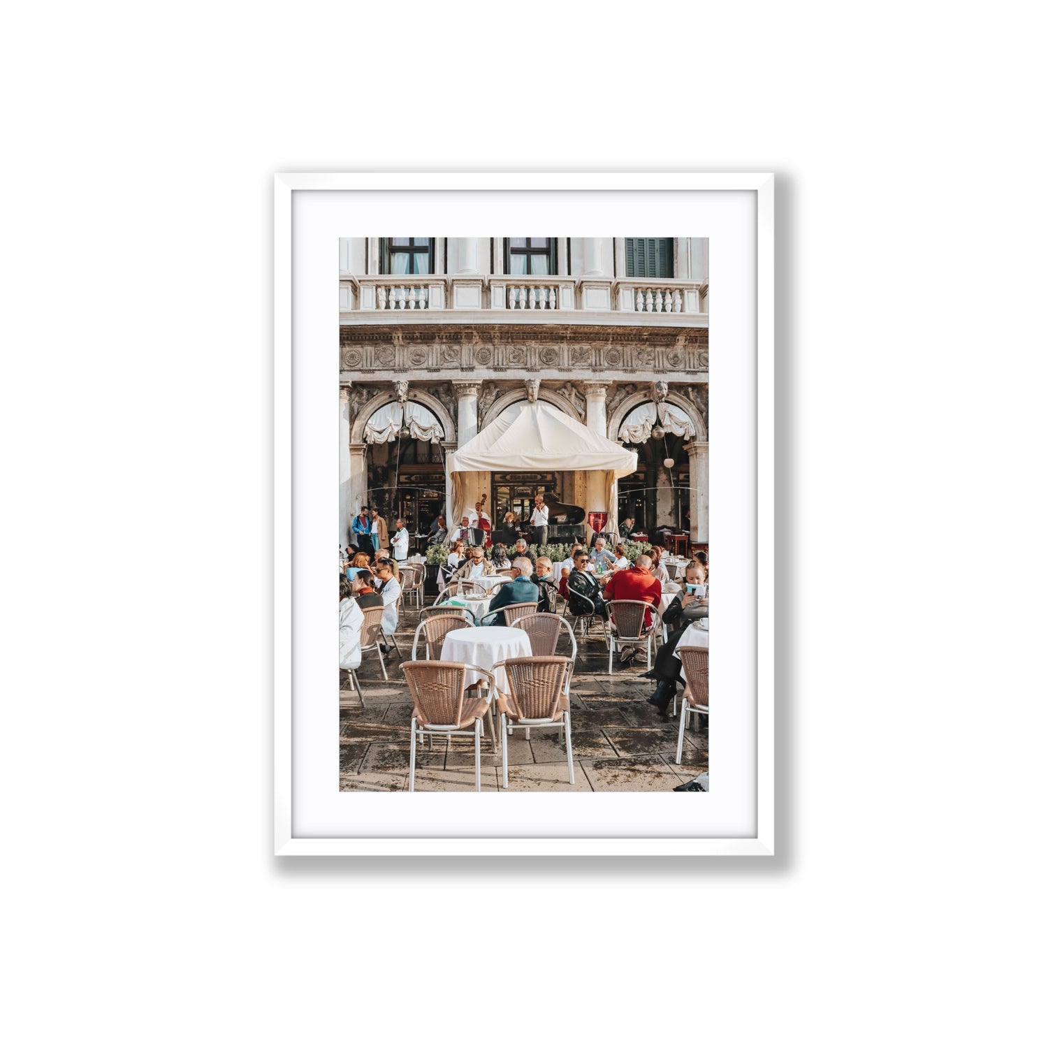 Piazza San Marco Venice Italian wall art Large fine art print in white frame with matboard