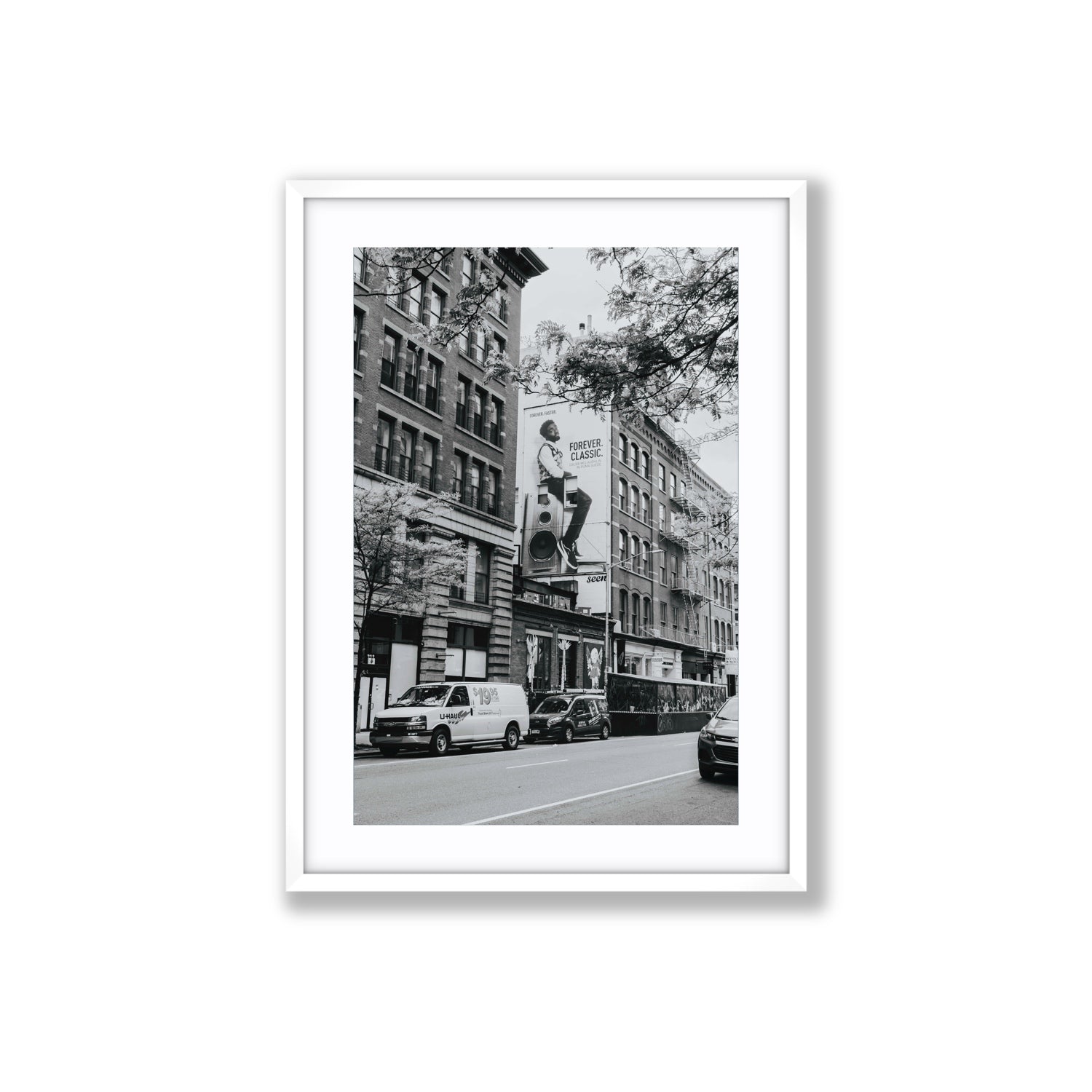 Forever Classic New York NYC Black & White wall art Large fine art print in white frame with matboard