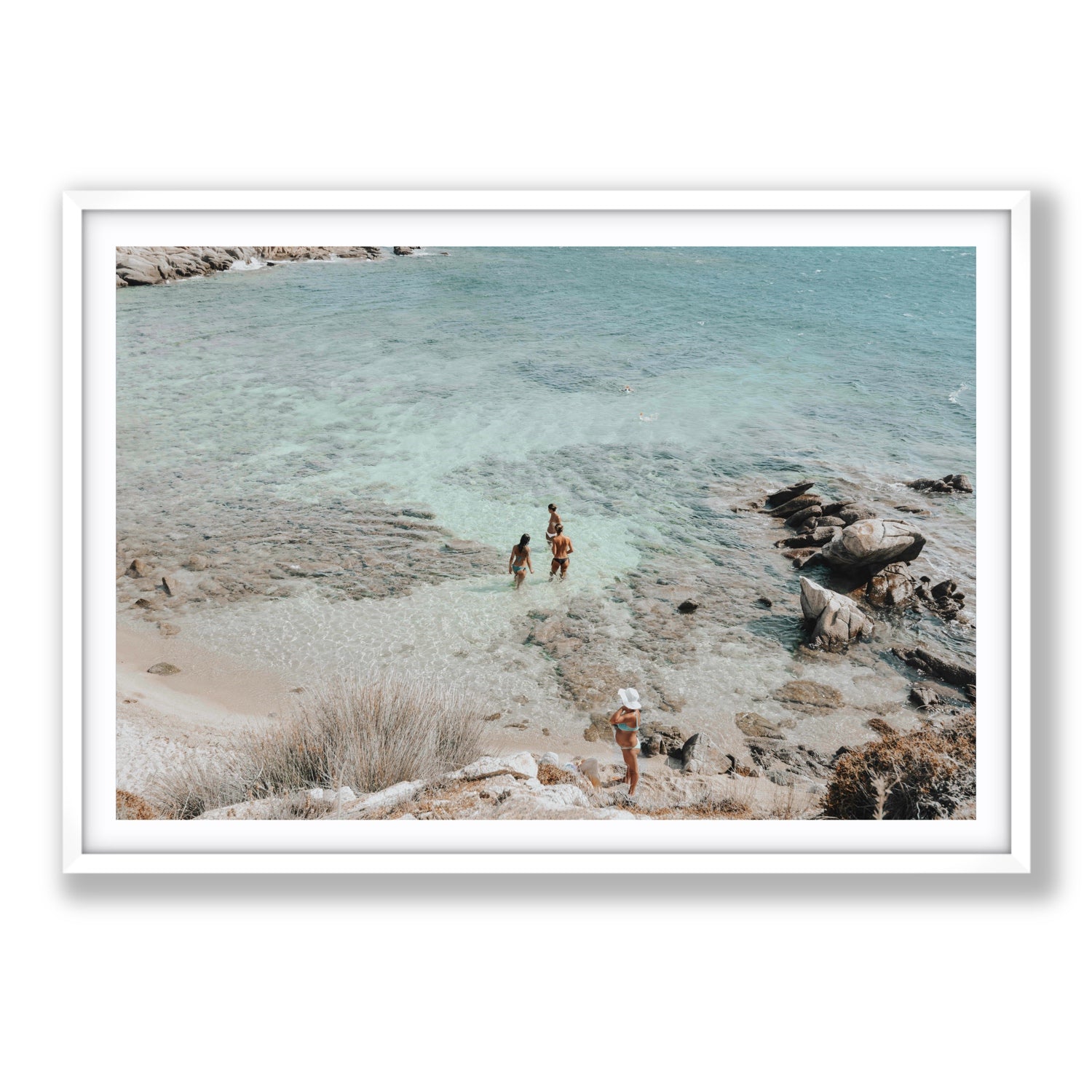 Easy On The Eyes Mykonos Greek island wall art Statement fine art print in white frame with matboard