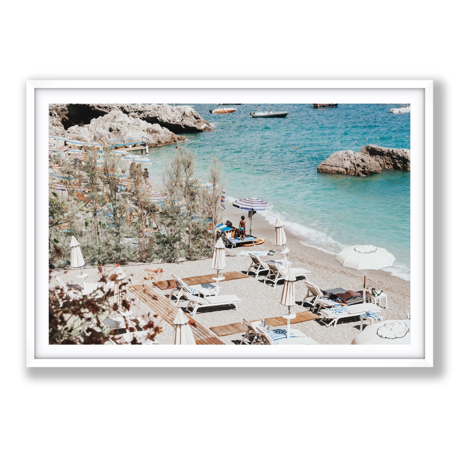 Life Could Be A Dream Amalfi wall art Statement fine art print in white frame with matboard