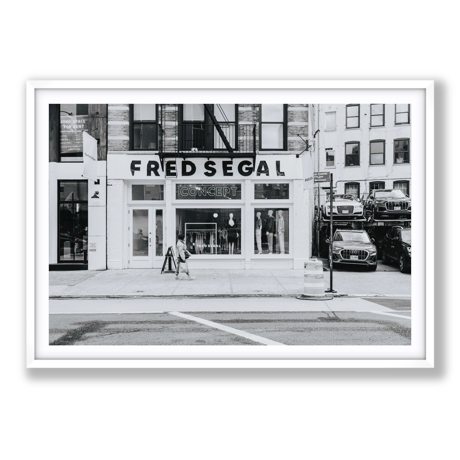 Noir York New York NYC Black & White wall art Statement fine art print in white frame with matboard