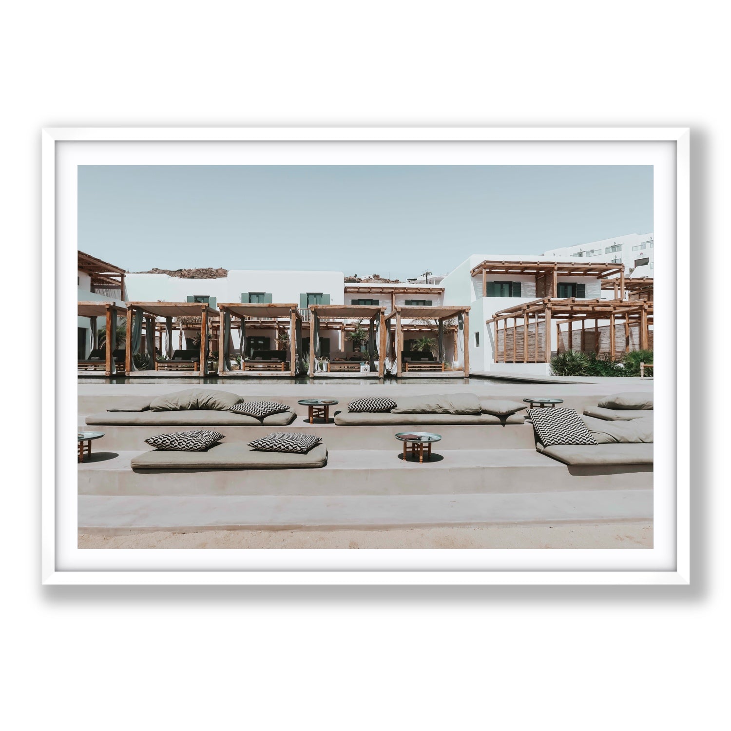 Platis Gialos fine art print, Mykonos, Greece, Statement, White Frame · Matboard, Fine Art Print