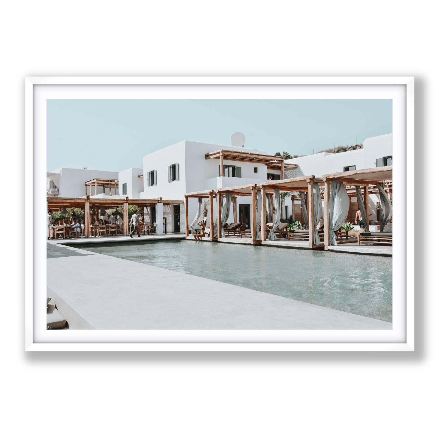 Polytelís Mykonos Greek island wall art Statement fine art print in white frame with matboard