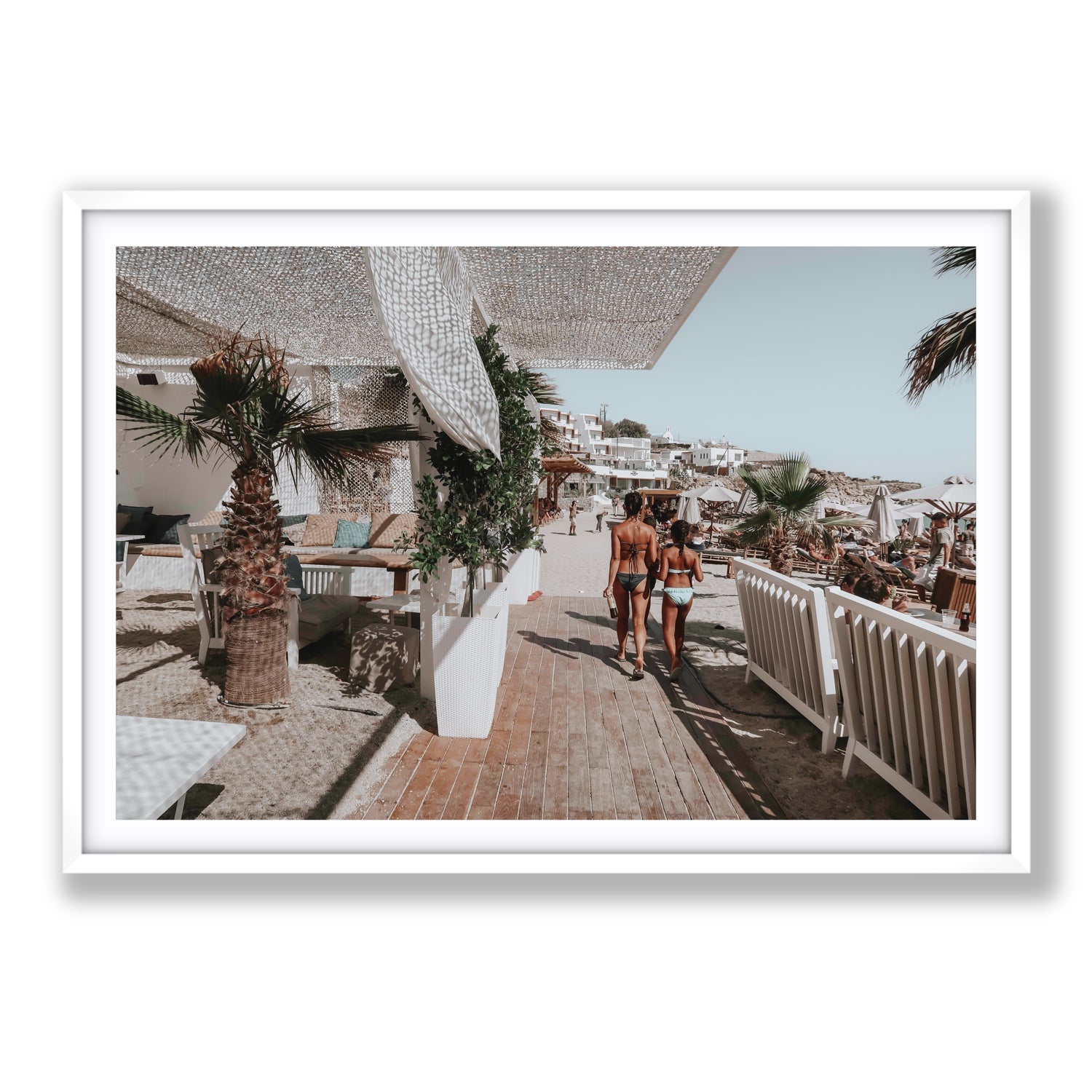 Mitera Kori Mykonos Greek island wall art Statement fine art print in white frame with matboard