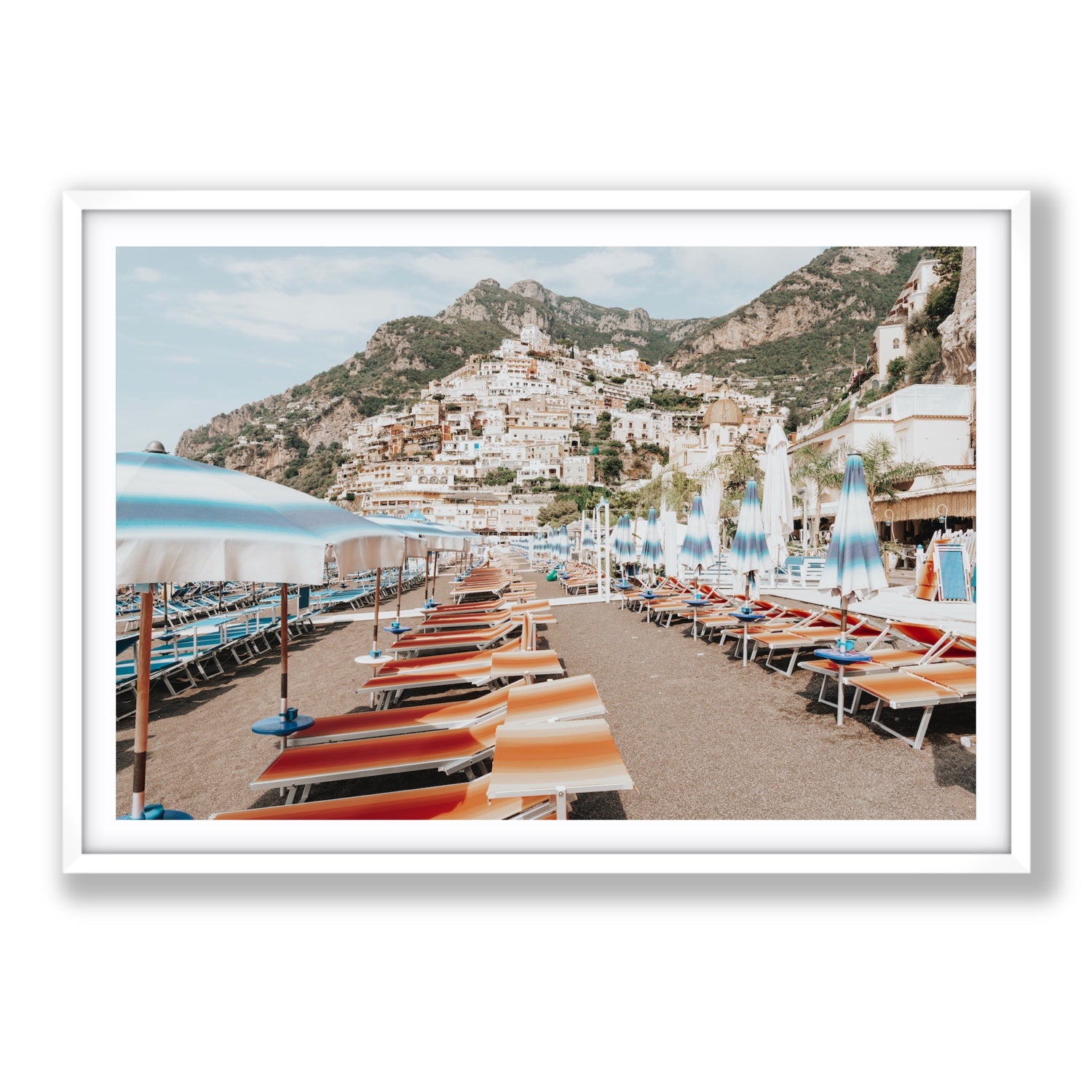 Spiaggia Grande fine art print, Positano, Italy, Statement, White Frame · Matboard, Fine Art Print