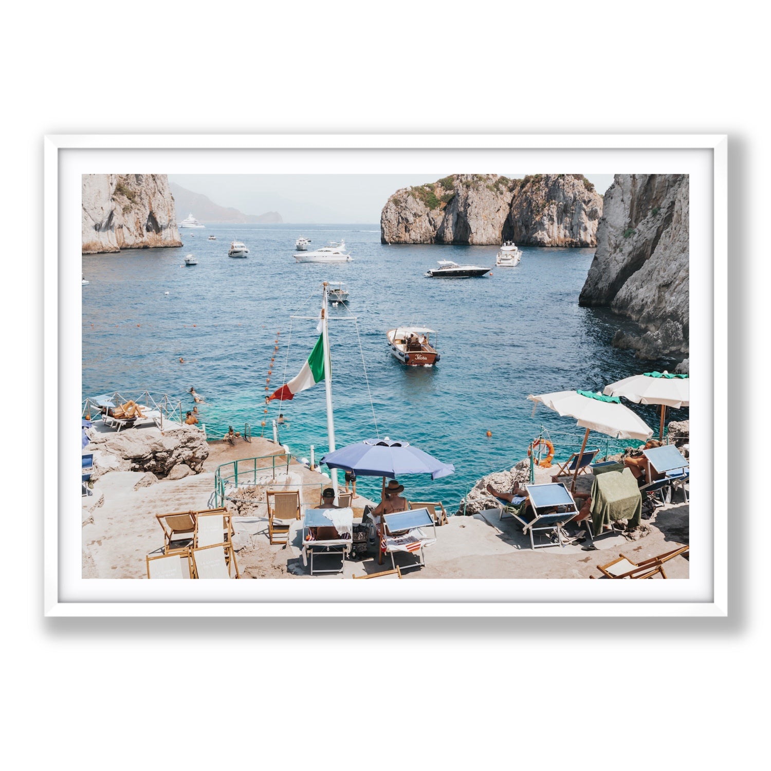 Smooth Sailing fine art print, Capri, Italy, Statement, White Frame · Matboard, Fine Art Print