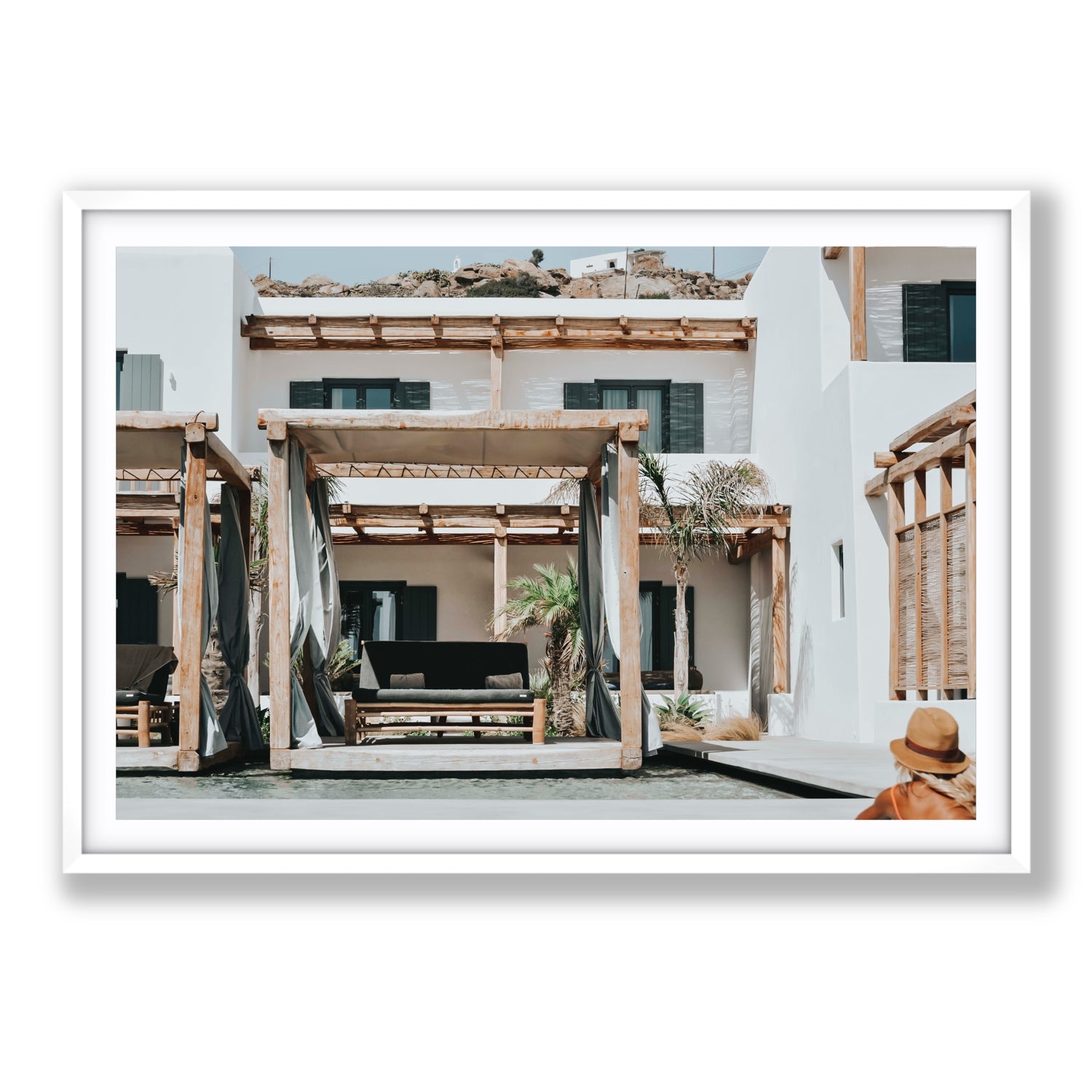 Dream Villa fine art print, Mykonos, Greece, Statement, White Frame · Matboard, Fine Art Print
