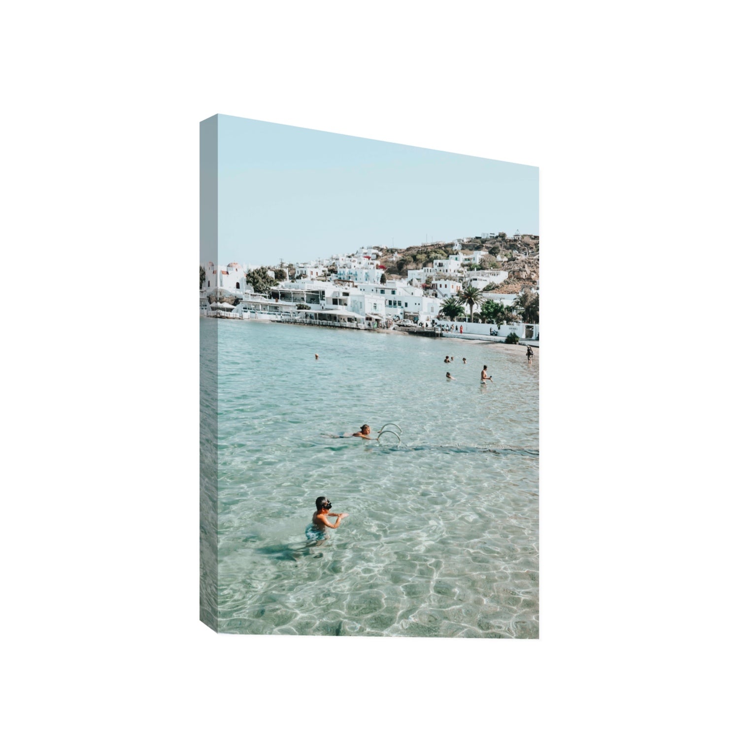 Beside The Seaside Mykonos beach Greek island wall art Gallery stretched canvas print