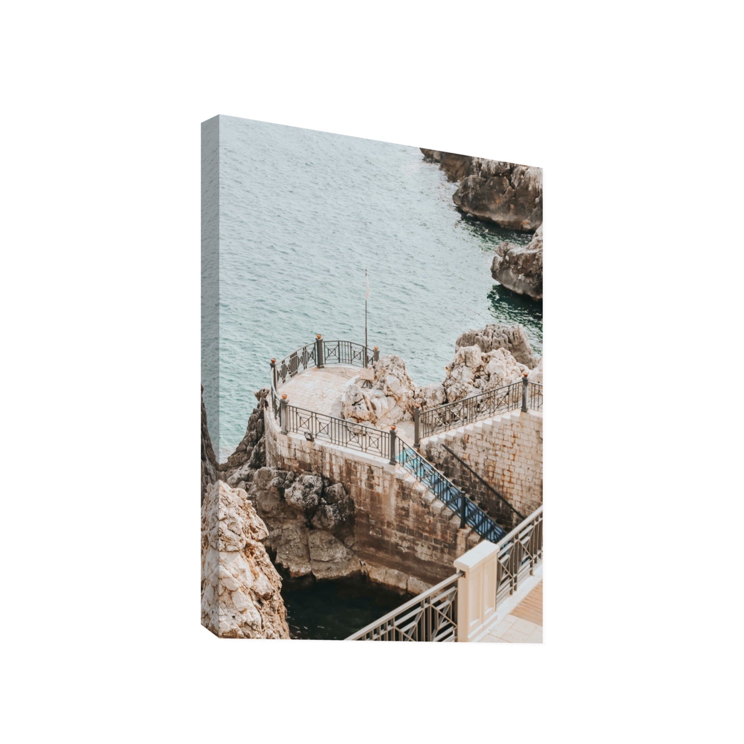 Tidal Staircase Puglia coastal Italian wall art Gallery stretched canvas print